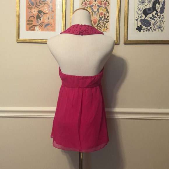 Tibi hot pink fuchsia 100% silk halter top size 4 - Picture 3 of 10